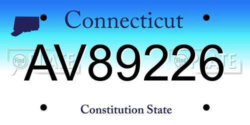 AV89226 Connecticut License Plate