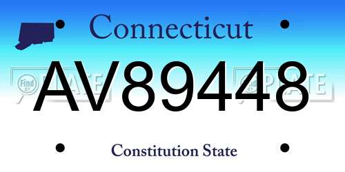 AV89448 Connecticut License Plate