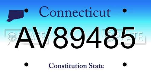 AV89485 Connecticut License Plate