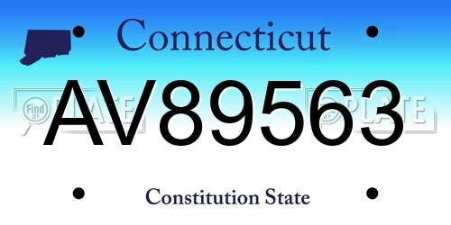 AV89563 Connecticut License Plate