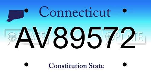 AV89572 Connecticut License Plate
