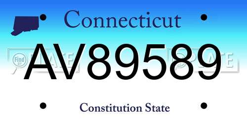 AV89589 Connecticut License Plate