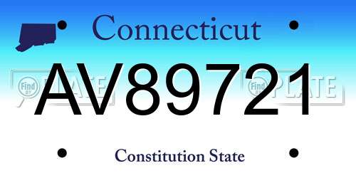 AV89721 Connecticut License Plate
