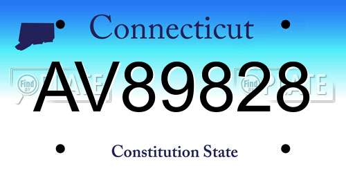AV89828 Connecticut License Plate