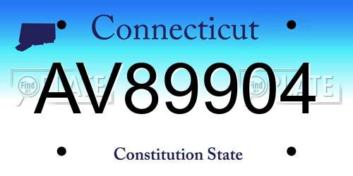 AV89904 Connecticut License Plate