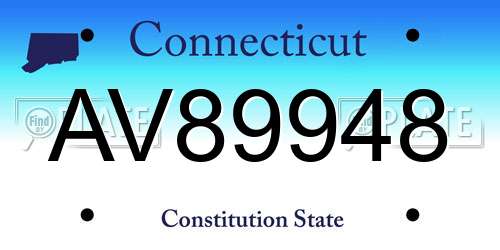 AV89948 Connecticut License Plate