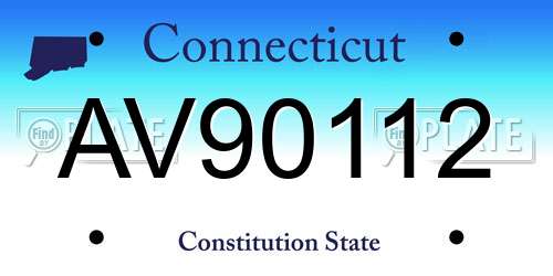AV90112 Connecticut License Plate