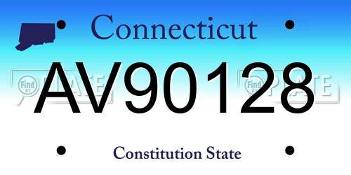 AV90128 Connecticut License Plate