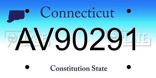 AV90291 Connecticut License Plate