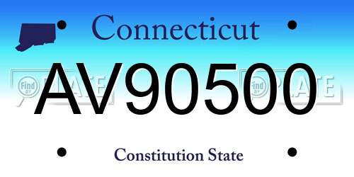 AV90500 Connecticut License Plate