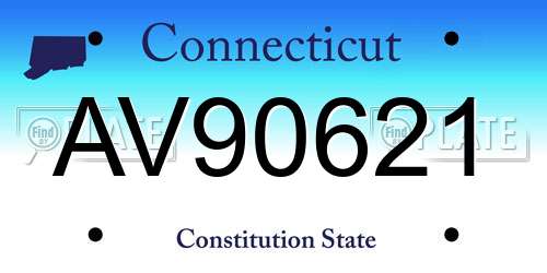 AV90621 Connecticut License Plate
