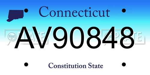 AV90848 Connecticut License Plate