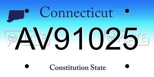 AV91025 Connecticut License Plate