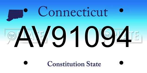 AV91094 Connecticut License Plate