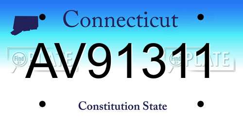 AV91311 Connecticut License Plate