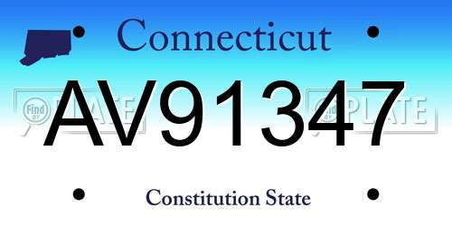 AV91347 Connecticut License Plate