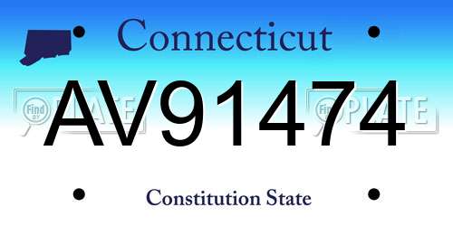 AV91474 Connecticut License Plate