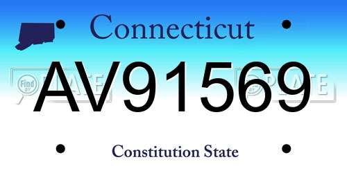 AV91569 Connecticut License Plate