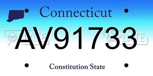AV91733 Connecticut License Plate