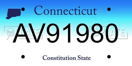 AV91980 Connecticut License Plate