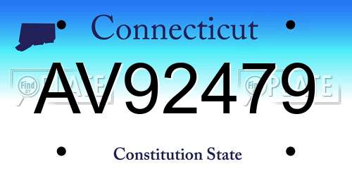 AV92479 Connecticut License Plate