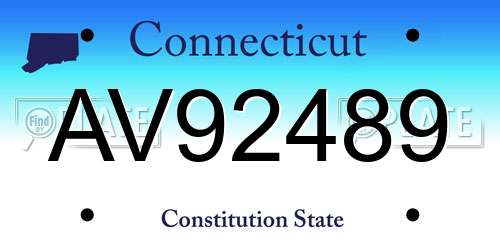 AV92489 Connecticut License Plate