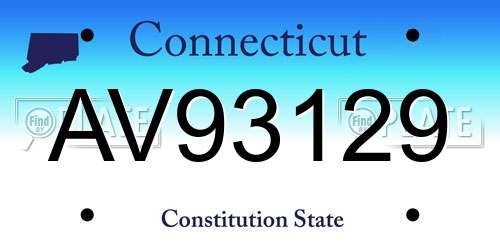 AV93129 Connecticut License Plate