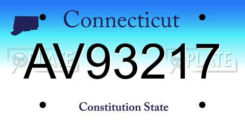 AV93217 Connecticut License Plate