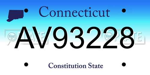 AV93228 Connecticut License Plate