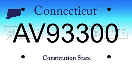 AV93300 Connecticut License Plate