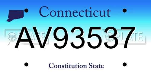 AV93537 Connecticut License Plate