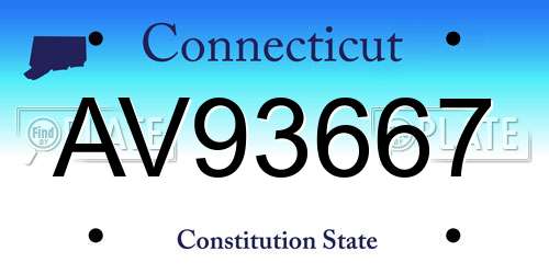 AV93667 Connecticut License Plate