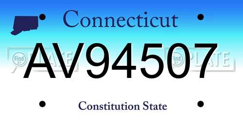 AV94507 Connecticut License Plate