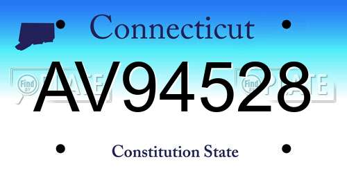 AV94528 Connecticut License Plate