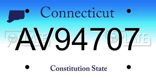 AV94707 Connecticut License Plate