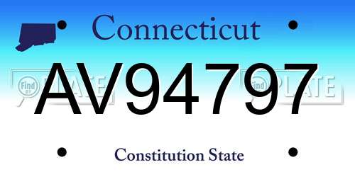 AV94797 Connecticut License Plate