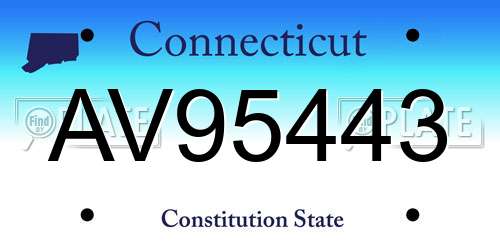 AV95443 Connecticut License Plate