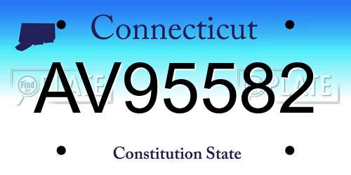AV95582 Connecticut License Plate