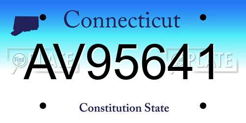 AV95641 Connecticut License Plate