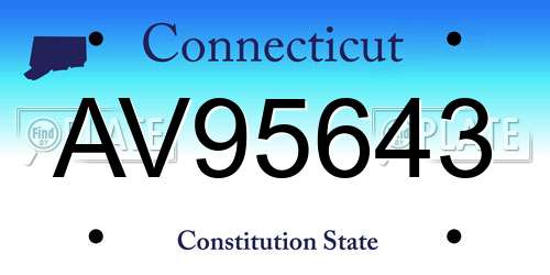 AV95643 Connecticut License Plate
