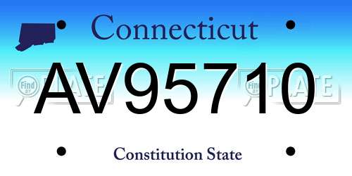 AV95710 Connecticut License Plate