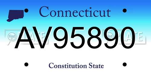 AV95890 Connecticut License Plate