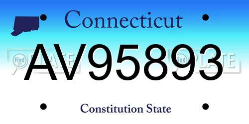 AV95893 Connecticut License Plate