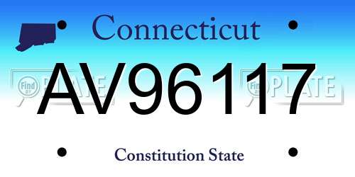 AV96117 Connecticut License Plate
