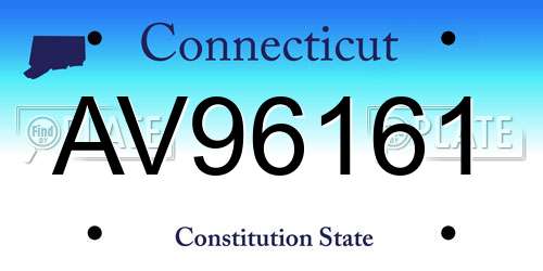 AV96161 Connecticut License Plate