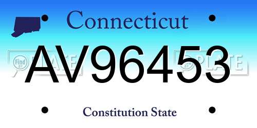 AV96453 Connecticut License Plate