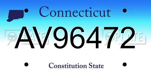 AV96472 Connecticut License Plate
