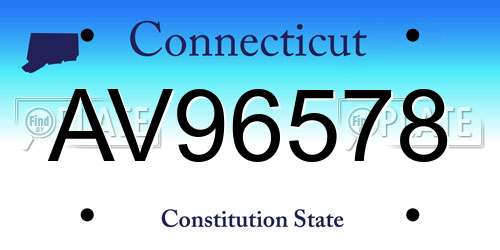 AV96578 Connecticut License Plate