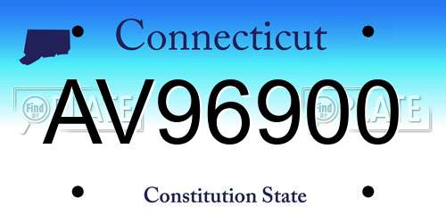 AV96900 Connecticut License Plate