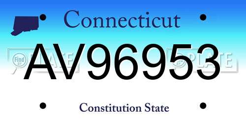 AV96953 Connecticut License Plate